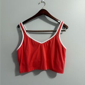 Aerie Coral and White Long Line Top